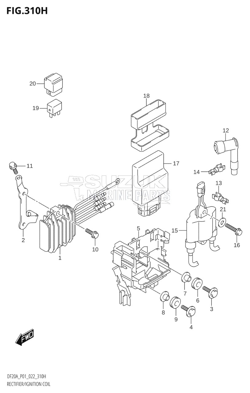 RECTIFIER / IGNITION COIL ((DF15AR,DF15AT):(021,022))