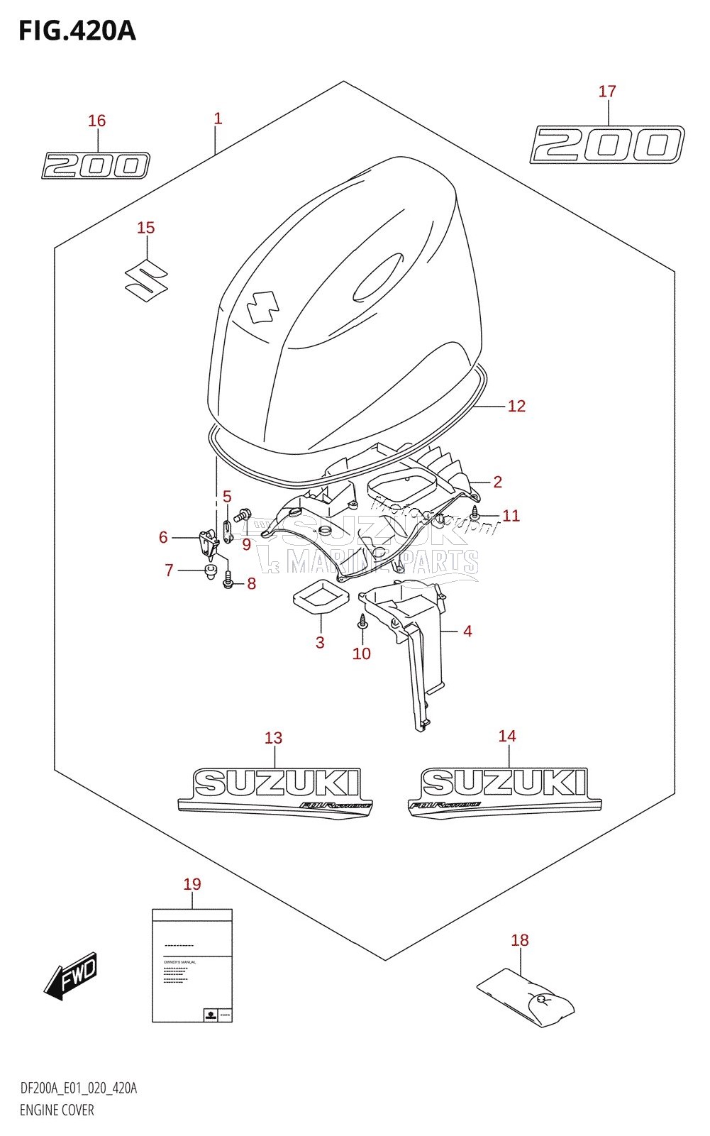 ENGINE COVER (DF200AT:E01,DF200AZ:E01)