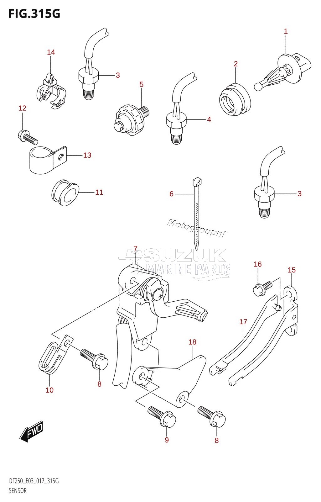 SENSOR (DF250ST:E03:L-TRANSOM)