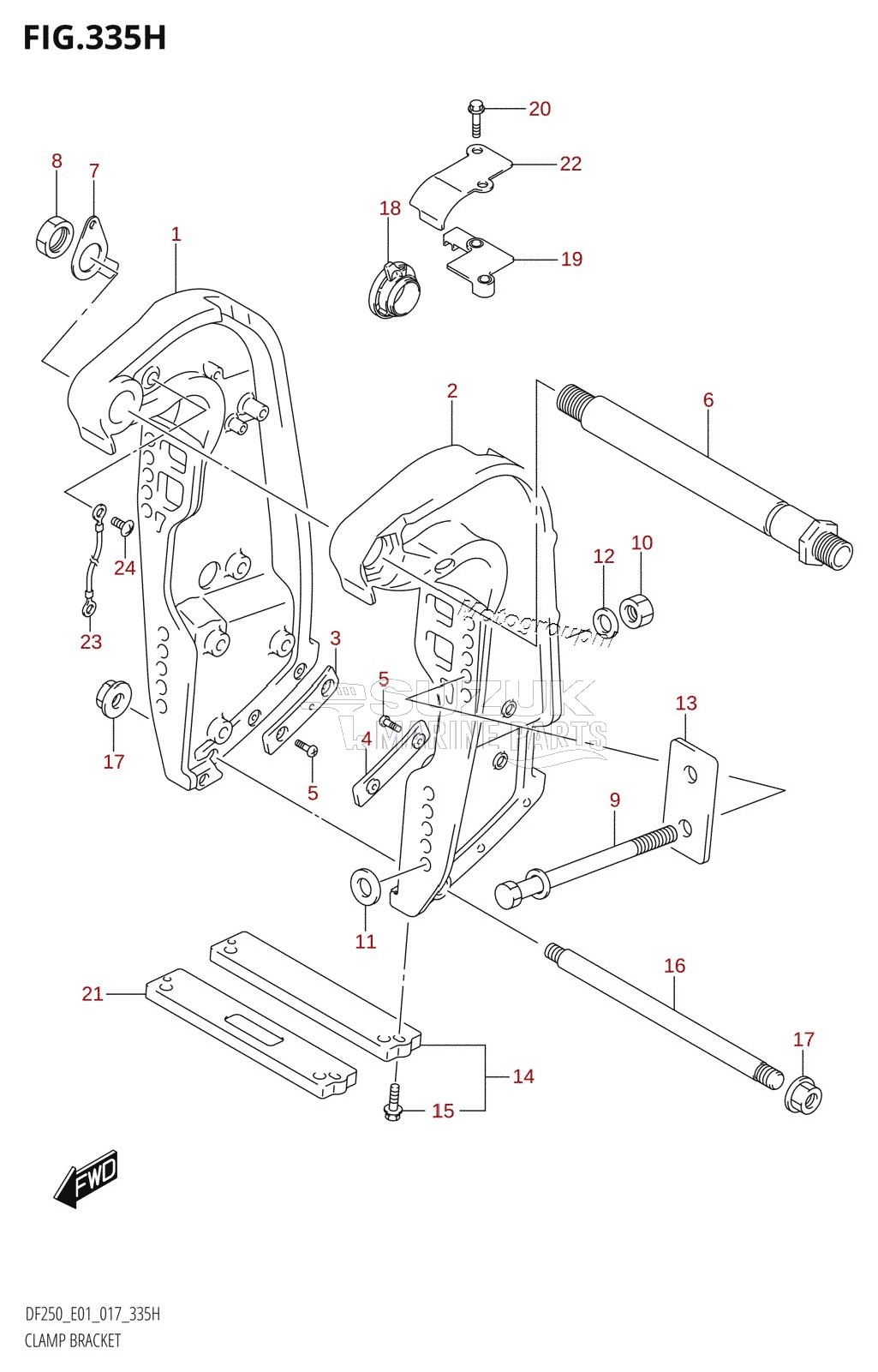 CLAMP BRACKET (DF225Z:E40:(X-TRANSOM,XX-TRANSOM))