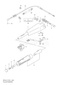 DF15 From 01501F-751001 ()  1997 drawing TILLER HANDLE (DF9.9 652501~ /​ DF15 652501~)