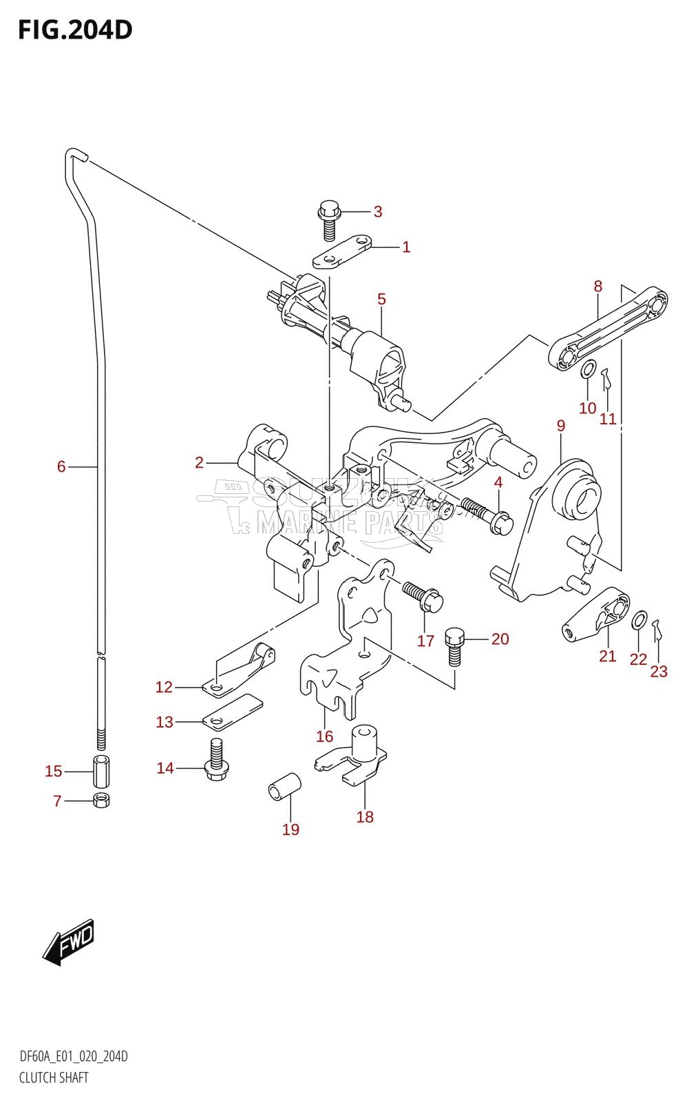 CLUTCH SHAFT (DF60AQH:E40,DF60ATH:E01,DF60ATH:E40)