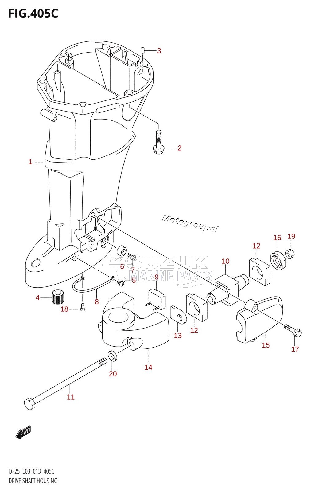 DRIVE SHAFT HOUSING (DF25Q:E03)