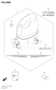 14004F-340001 (2023) 140hp E11 E40-Gen. Export 1-and 2 (DF140BG) DF140BG drawing ENGINE COVER (DF115BG,DF115BZG)