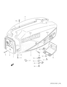 DT2 From 0201-581001 ()  1995 drawing ENGINE COVER (DT2,MODEL:87,88)