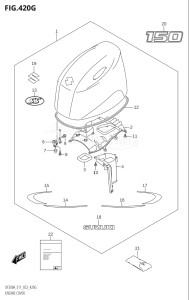 20003F-340001 (2023) 200hp E11 E40-Gen. Export 1-and 2 (DF200AT) DF200A drawing ENGINE COVER (DF150AS:(022,023))