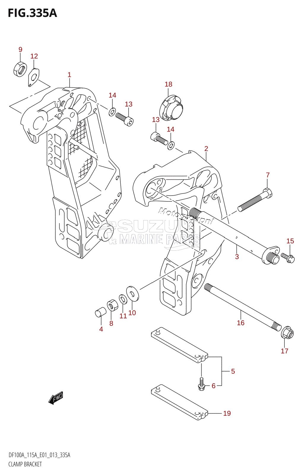 CLAMP BRACKET (DF100AT:E01)