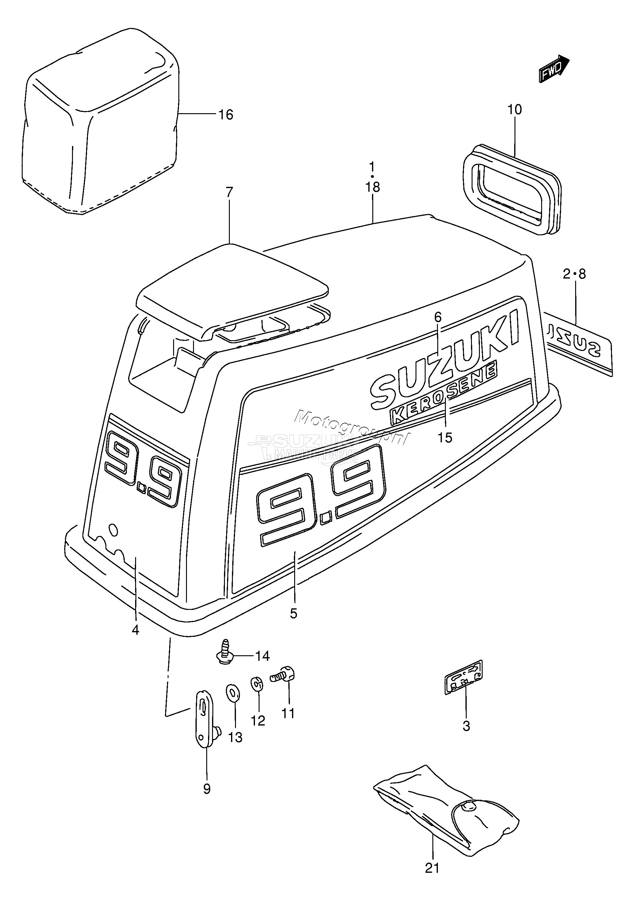 ENGINE COVER (DT9.9 /​ 9.9K,MODEL:87,88)