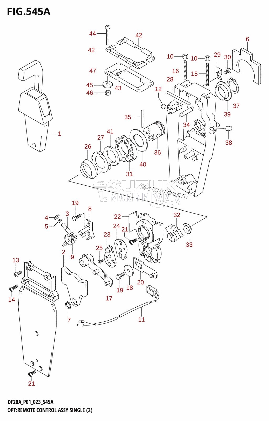 OPT:REMOTE CONTROL ASSY SINGLE (2) (DF9.9B,DF9.9BR,DF9.9BT,DF15A)