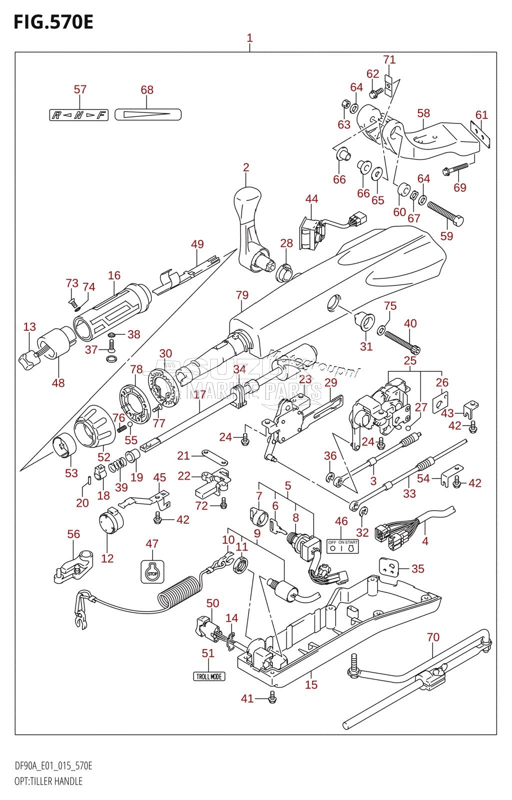 OPT:TILLER HANDLE (DF90A:E01)