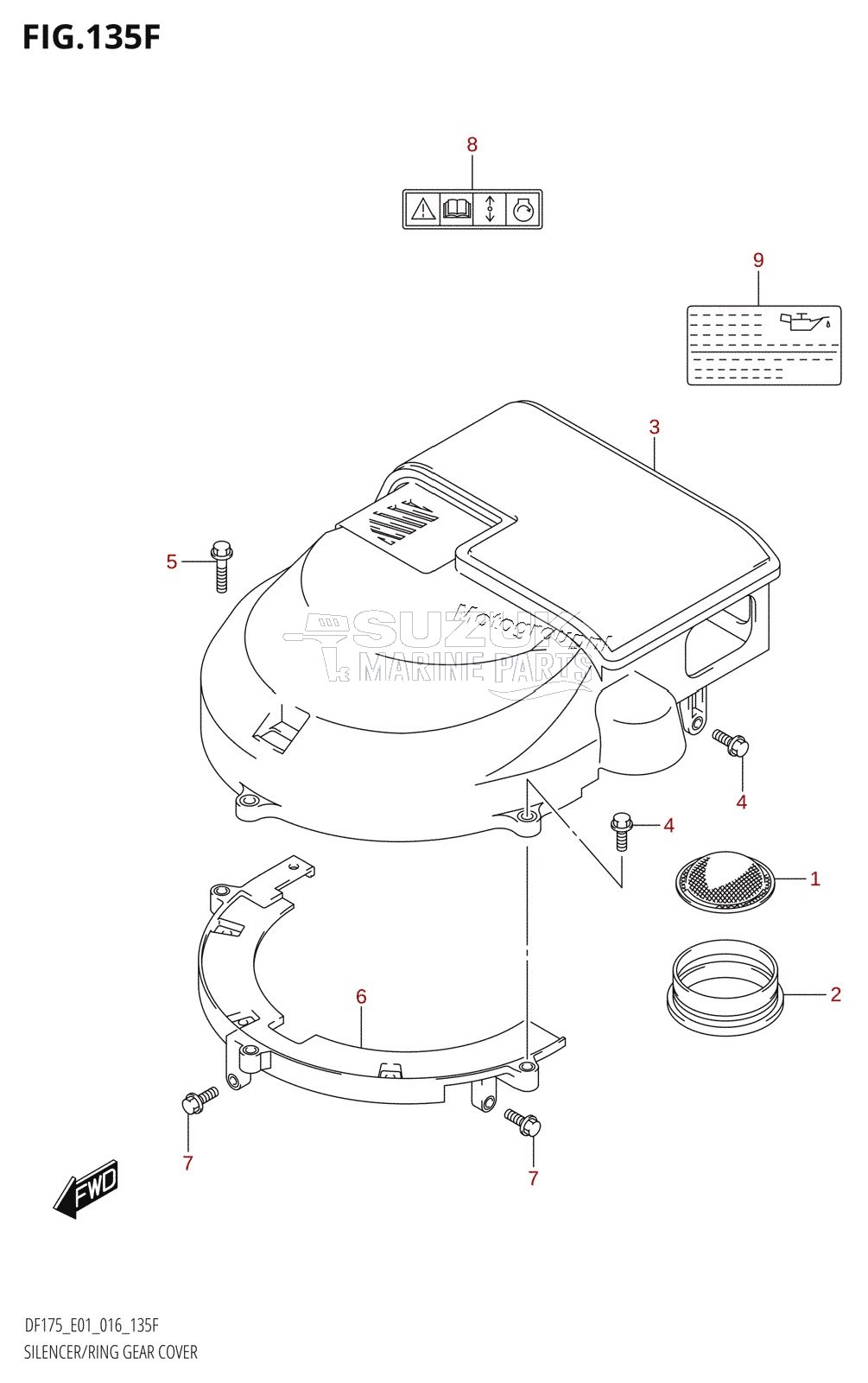 SILENCER /​ RING GEAR COVER (DF150Z:E40)