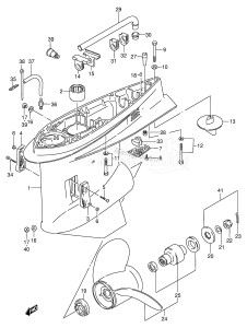 DT175 From 17501-701001 ()  1987 drawing GEAR CASE (DT150G /​ 200G /​ 200GS,COUNTER ROTATION)