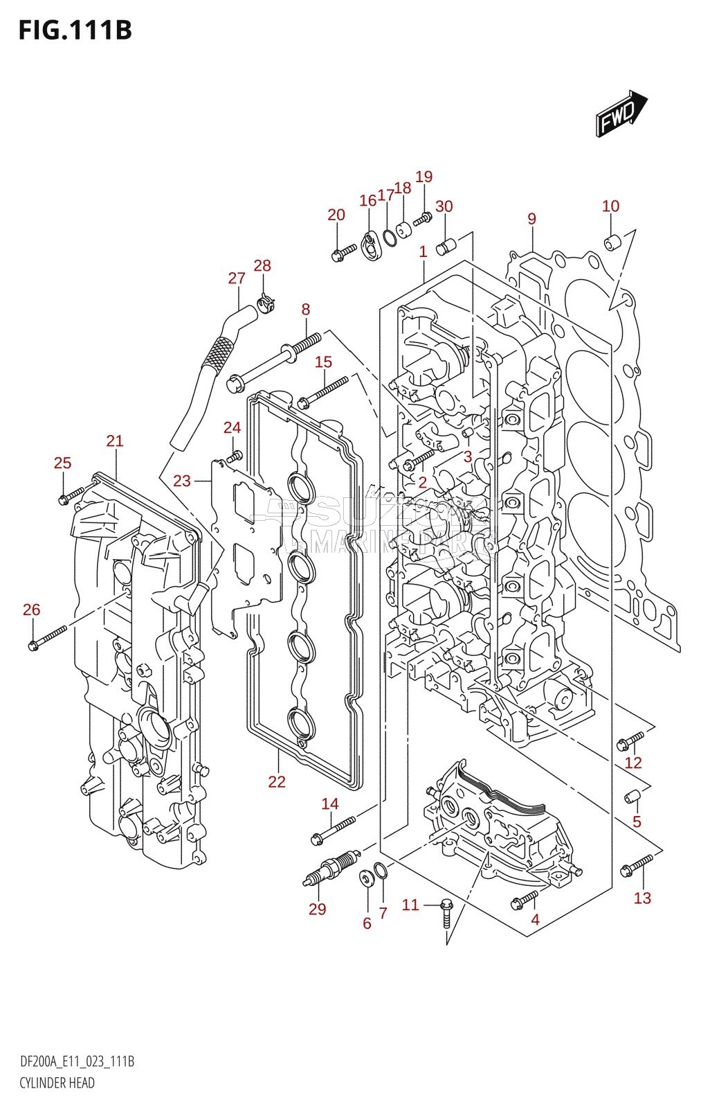 CYLINDER HEAD ((DF200AT,DF200AZ,DF175AT,DF175AZ):023)