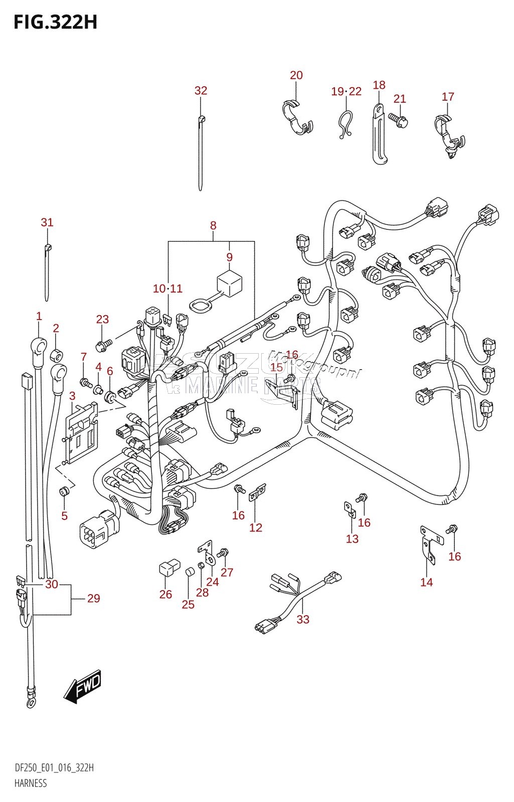 HARNESS (DF225Z:E40)