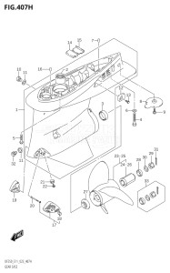 22503Z-240001 (2022) 225hp E11 E40-Gen. Export 1-and 2 (DF225Z) DF225Z drawing GEAR CASE (DF250ST:023)