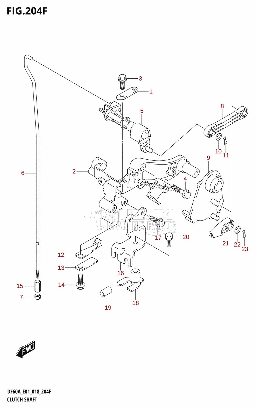 CLUTCH SHAFT (DF50AVT:E01,DF50AVTH:E01)