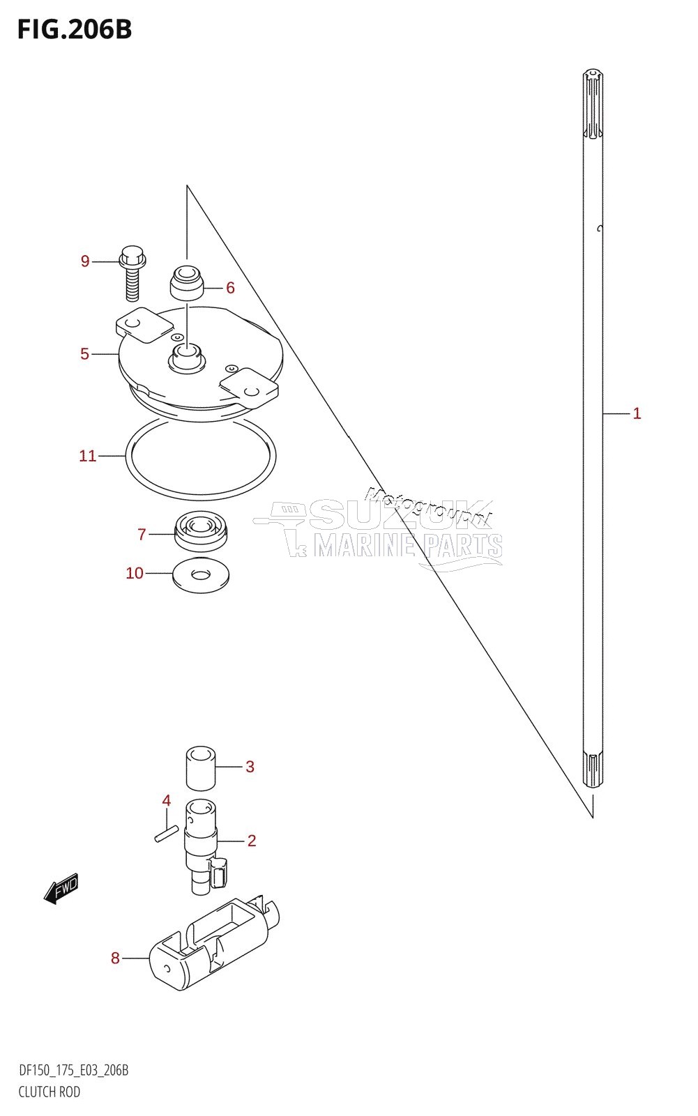 CLUTCH ROD (DF150Z,DF175Z)