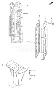 DT225 From 22501-351001 ()  1993 drawing EXHAUST COVER (MODEL:95~00)(*)