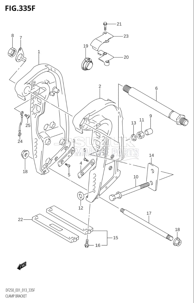 CLAMP BRACKET (DF225T:E40:(X-TRANSOM,XX-TRANSOM))