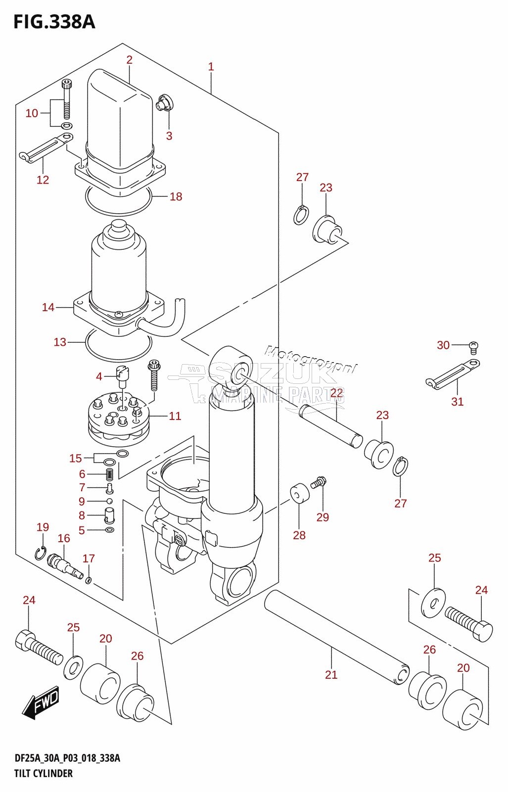 TILT CYLINDER (DF25AT,DF25ATH,DF30AT,DF30ATH)