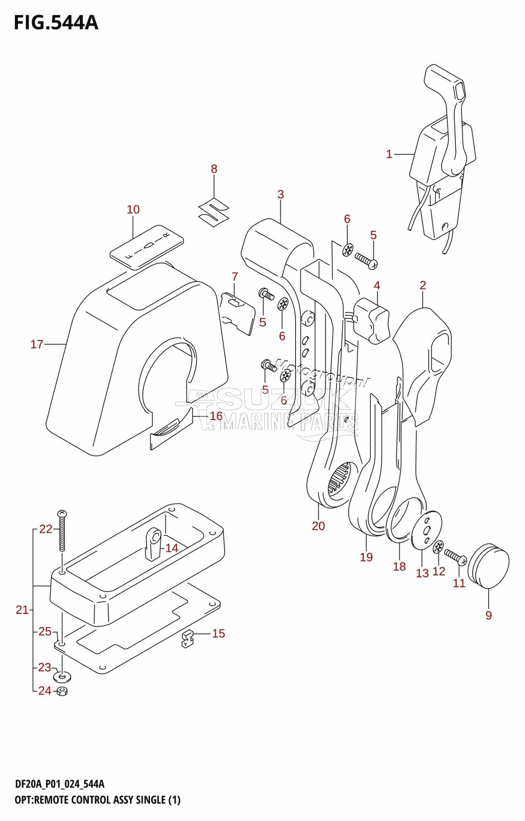 OPT:REMOTE CONTROL ASSY SINGLE (1) (DF9.9B,DF9.9BR,DF15A)