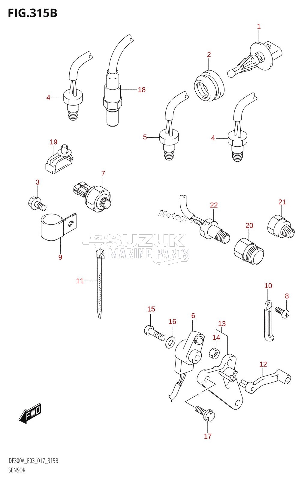 SENSOR (DF250A:E03:(X-TRANSOM,XX-TRANSOM))