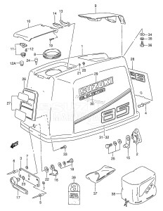 DT75T From 07501-461001 ()  1994 drawing ENGINE COVER (DT85TC /​ MODEL:89~94)