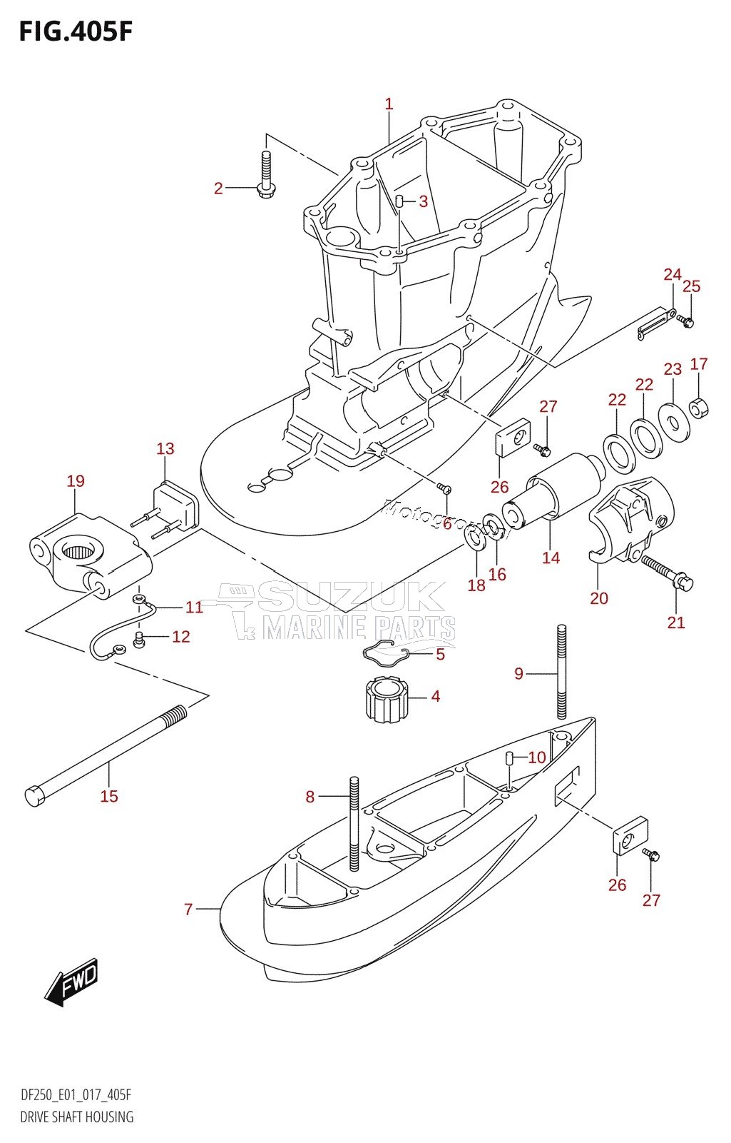 DRIVE SHAFT HOUSING (DF225T:E40:(X-TRANSOM,XX-TRANSOM))