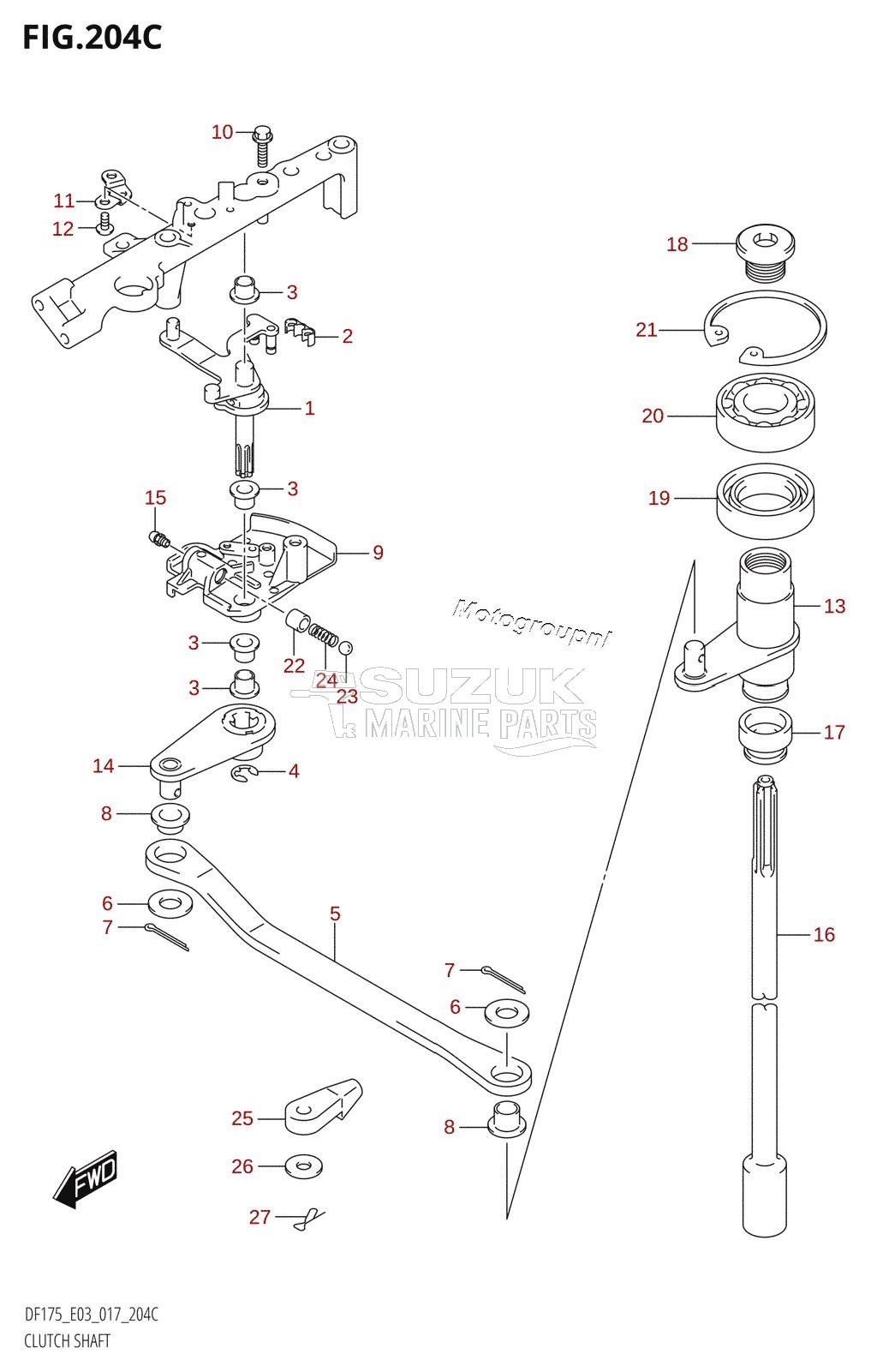 CLUTCH SHAFT (DF175T:E03)