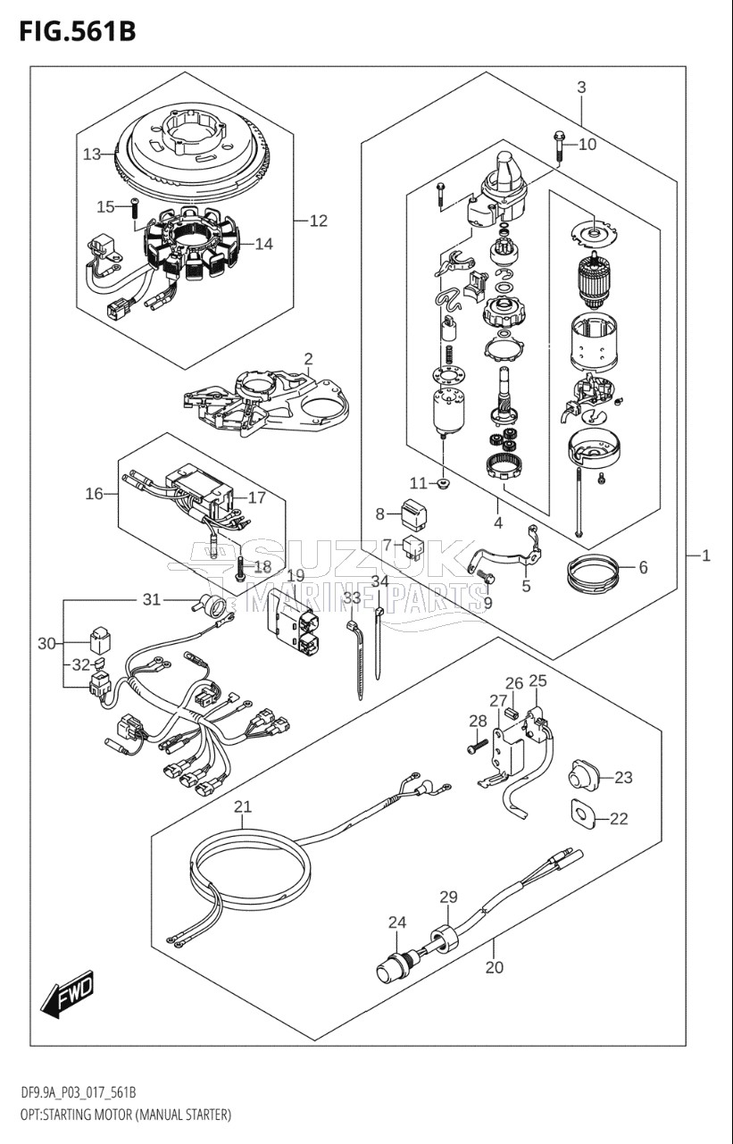 OPT:STARTING MOTOR (MANUAL STARTER) (DF9.9A:P03:M-STARTER)