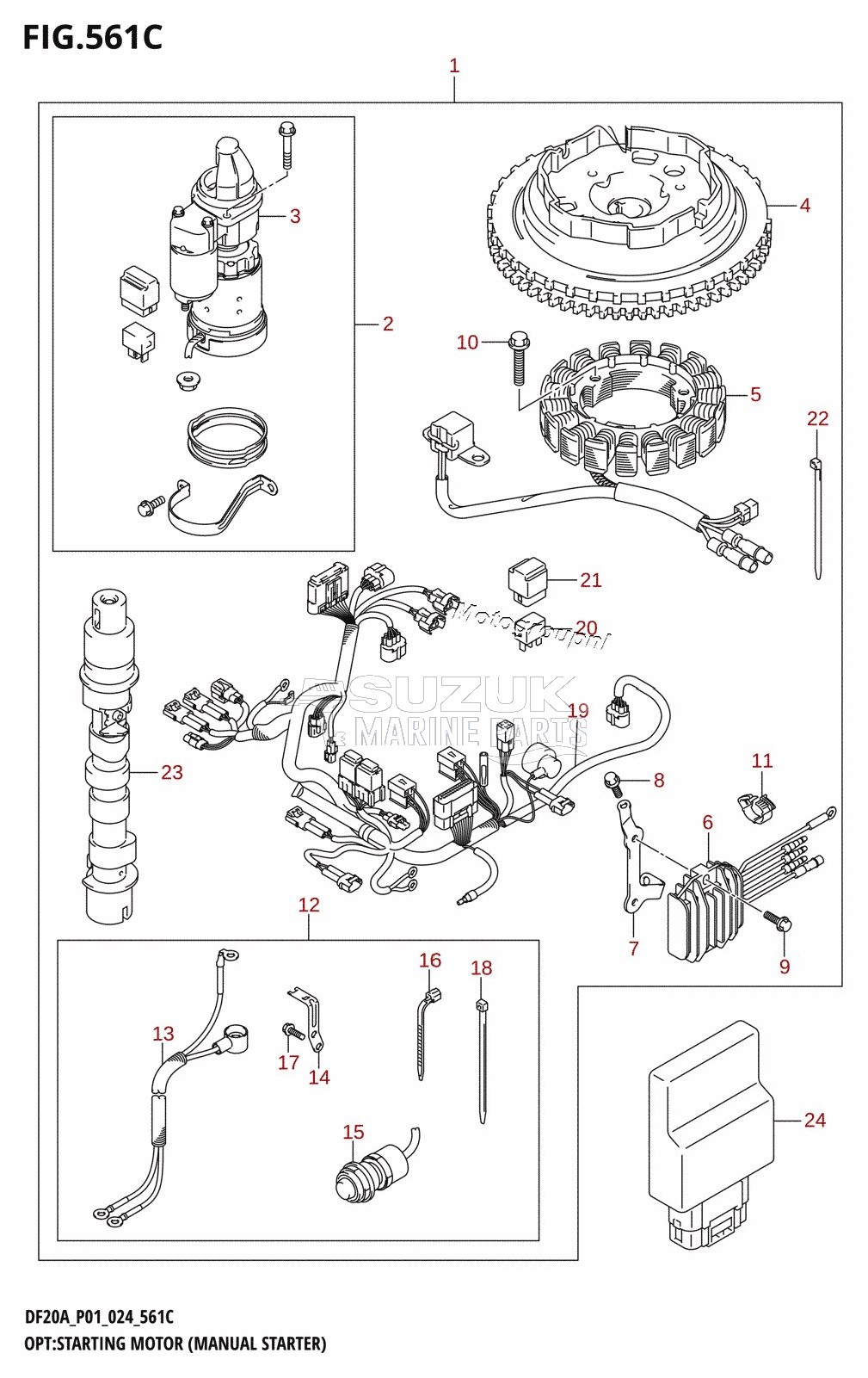 OPT:STARTING MOTOR (MANUAL STARTER) (DF20A:P01:M-STARTER)