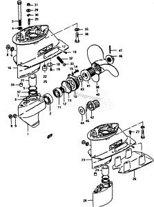 DT28 From F-10001 ()  1985 drawing GEAR CASE - PROPELLER