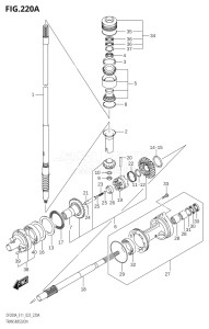 20003F-340001 (2023) 200hp E11 E40-Gen. Export 1-and 2 (DF200AT) DF200A drawing TRANSMISSION ((DF200AT,DF175AT,DF150AT):(020,021))