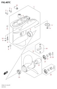 04003F-810001 (2018) 40hp E01-Gen. Export 1 (DF40AQH  DF40AT  DF40ATH) DF40A drawing GEAR CASE (DF60A:E01)