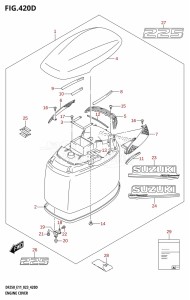 DF200Z From 20002Z-240001 (E01 E40)  2022 drawing ENGINE COVER ((DF225T,DF225Z):020)