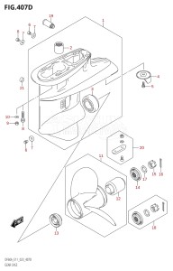 06002F-340001 (2023) 60hp E01 E11 E40-Gen. Export 1-and 2 (DF60AQH  DF60AT  DF60ATH) DF60A drawing GEAR CASE (DF60A:E40)