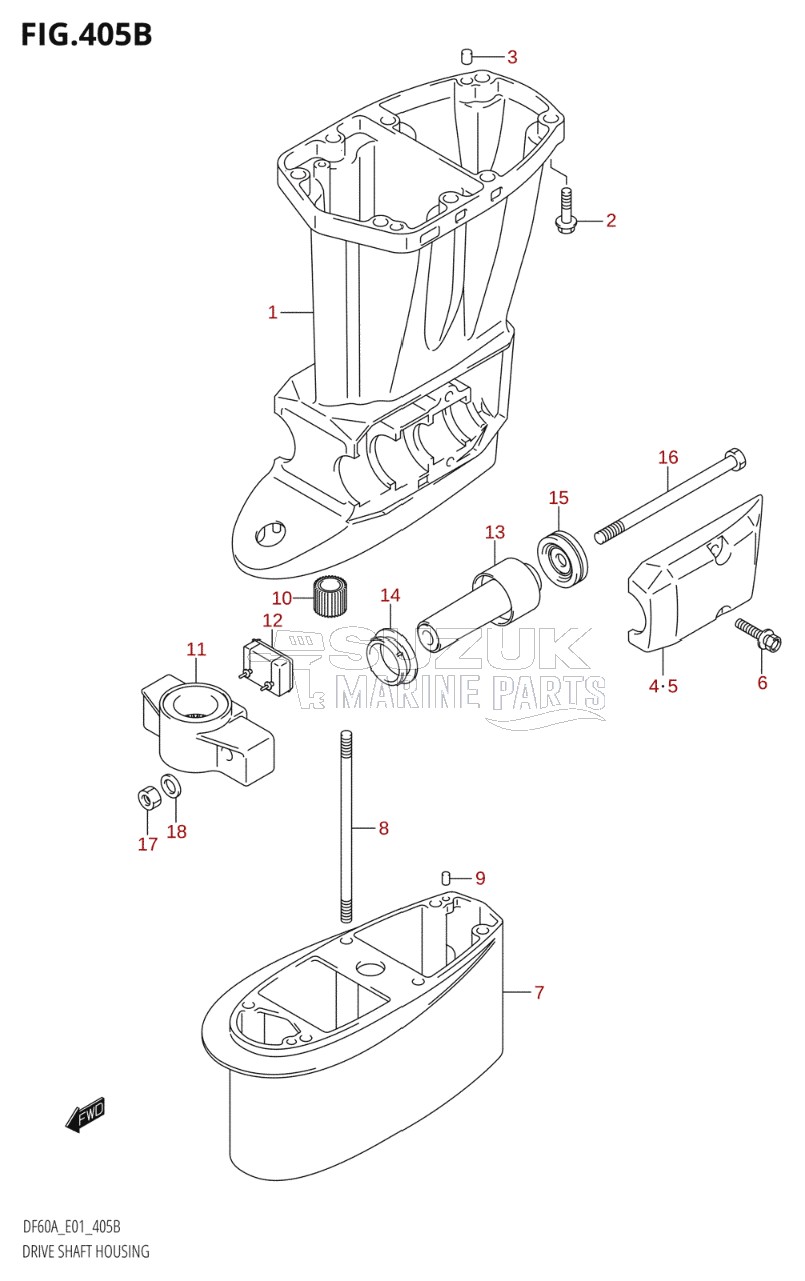 DRIVE SHAFT HOUSING (DF40AQH,DF40AT,DF50AT,DF50ATH,DF60AQH,DF60AWQH)