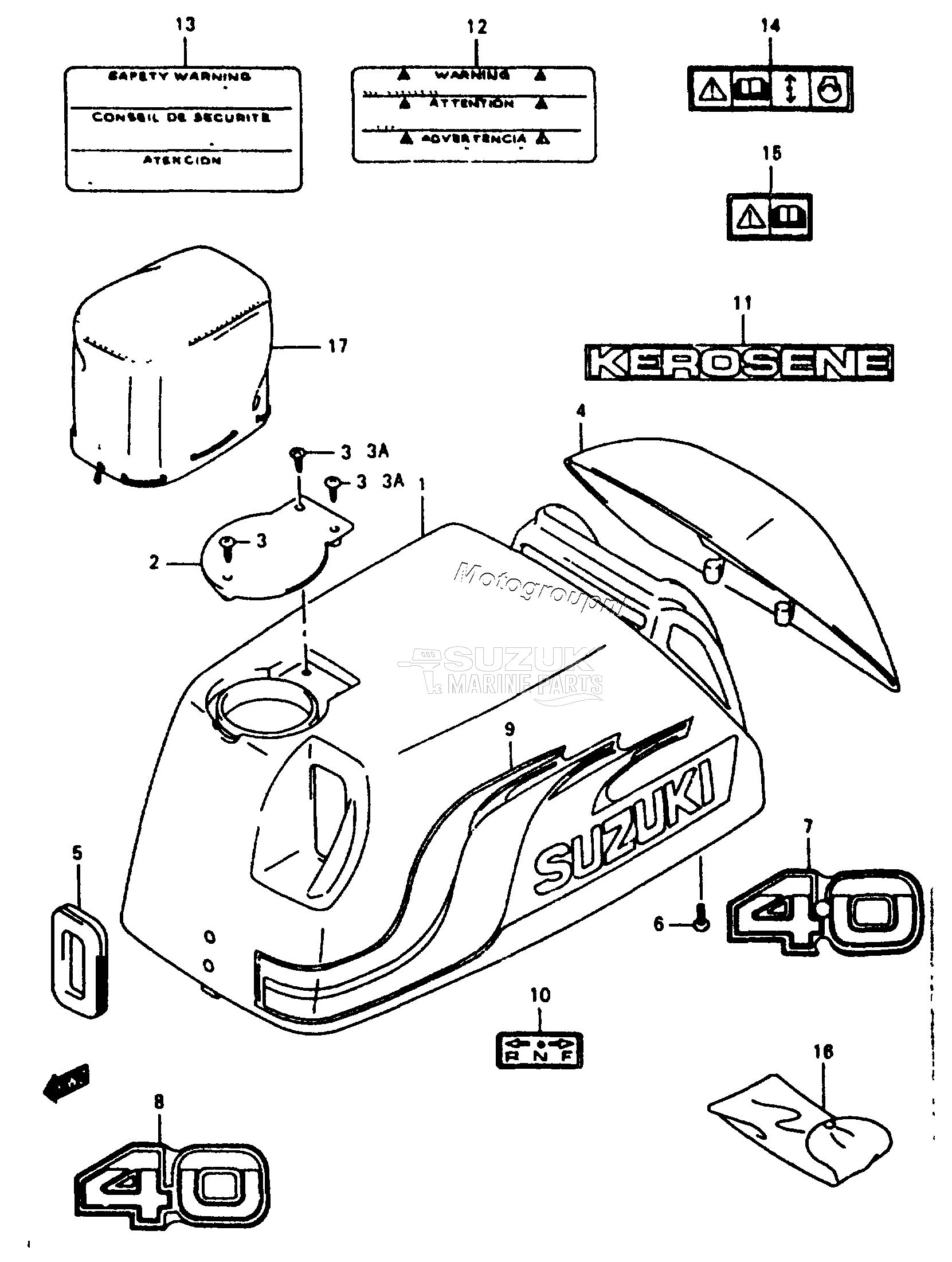 ENGINE COVER (DT40W,40WR,40WK /​ MODEL:97~99)