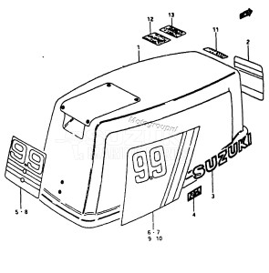 DT9.9 From 0992-001001 ()  1986 drawing ENGINE COVER 1