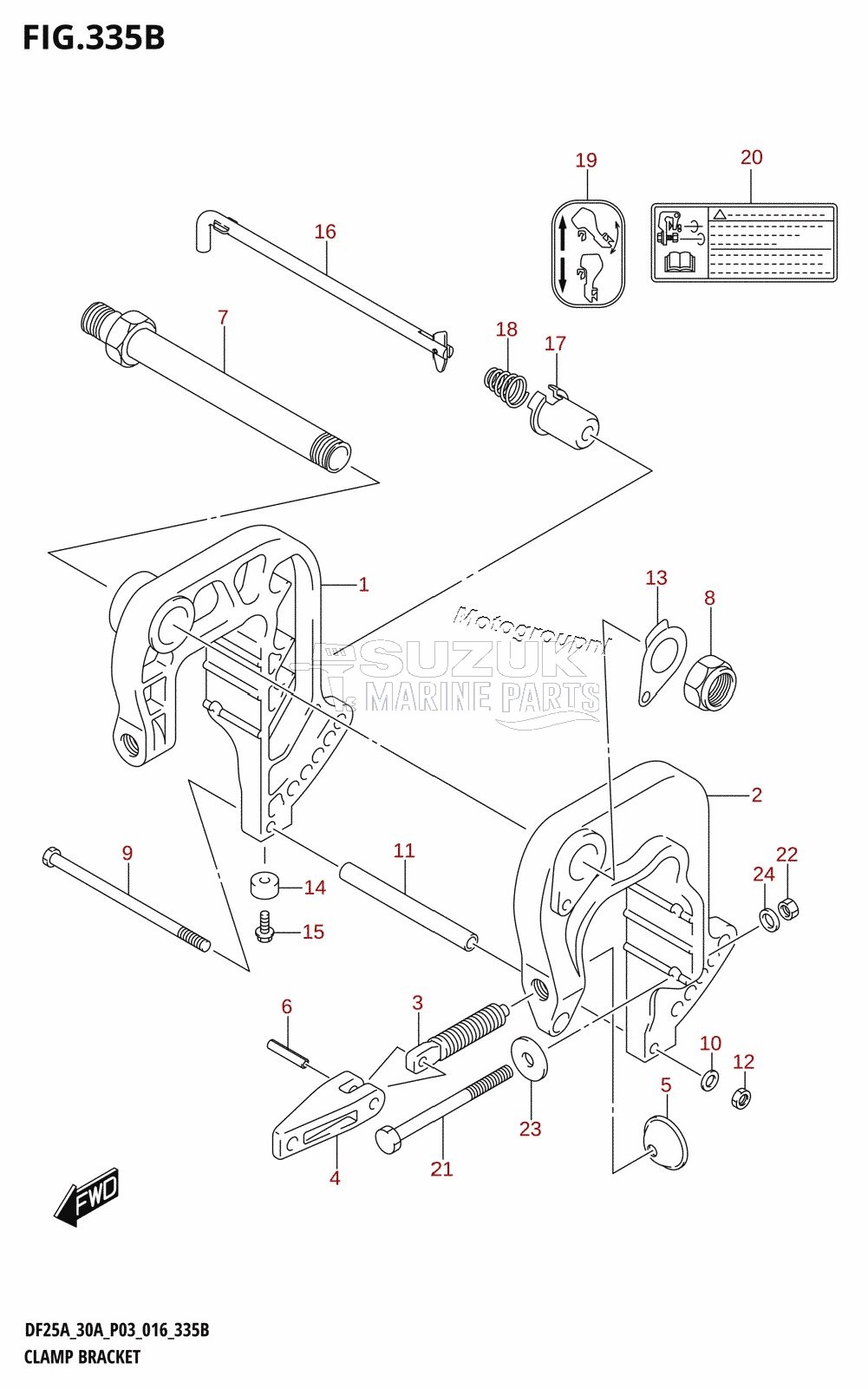 CLAMP BRACKET (DF25AR:P03)