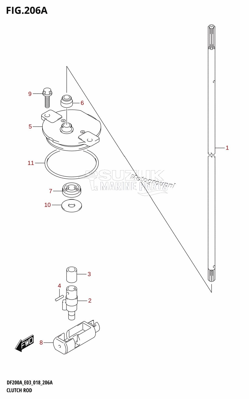 CLUTCH ROD (DF200AT,DF200AST)