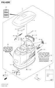 25001F-421001 (2004) 250hp E01-Gen. Export 1 (DF250TK4) DF250 drawing ENGINE COVER ((DF225T,DF225Z):(K4,K5,K6,K7,K8,K9))