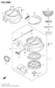 DF25 From 02503F-310001 (E01)  2013 drawing MAGNETO COVER /​ RECOIL STARTER /​ SILENCER (DF25:E01)