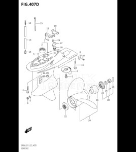 10004F-240001 (2022) 100hp E01 E40-Gen. Export 1 - Costa Rica (DF100BT  DF140Z) DF100B drawing GEAR CASE (DF80A:E40:(021,022,023))