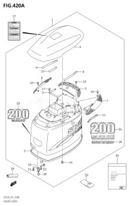 22501Z-421001 (2004) 225hp E01-Gen. Export 1 (DF225ZK4) DF225Z drawing ENGINE COVER ((DF200T,DF200Z):(K4,K5,K6,K7,K8,K9))