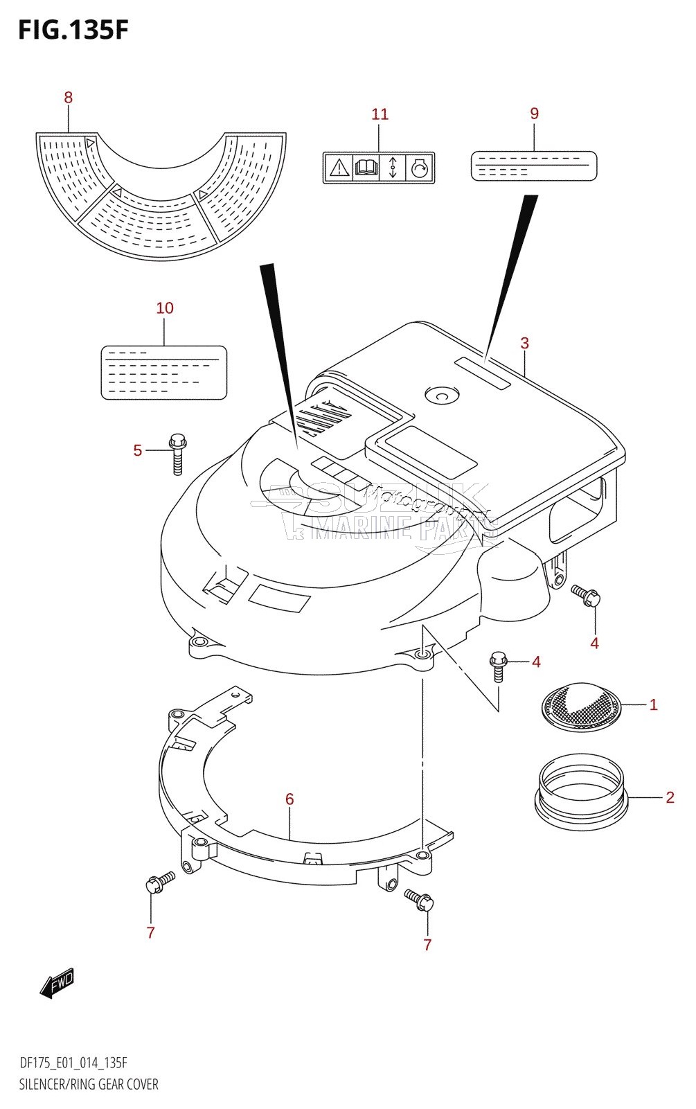 SILENCER /​ RING GEAR COVER (DF150Z:E40)