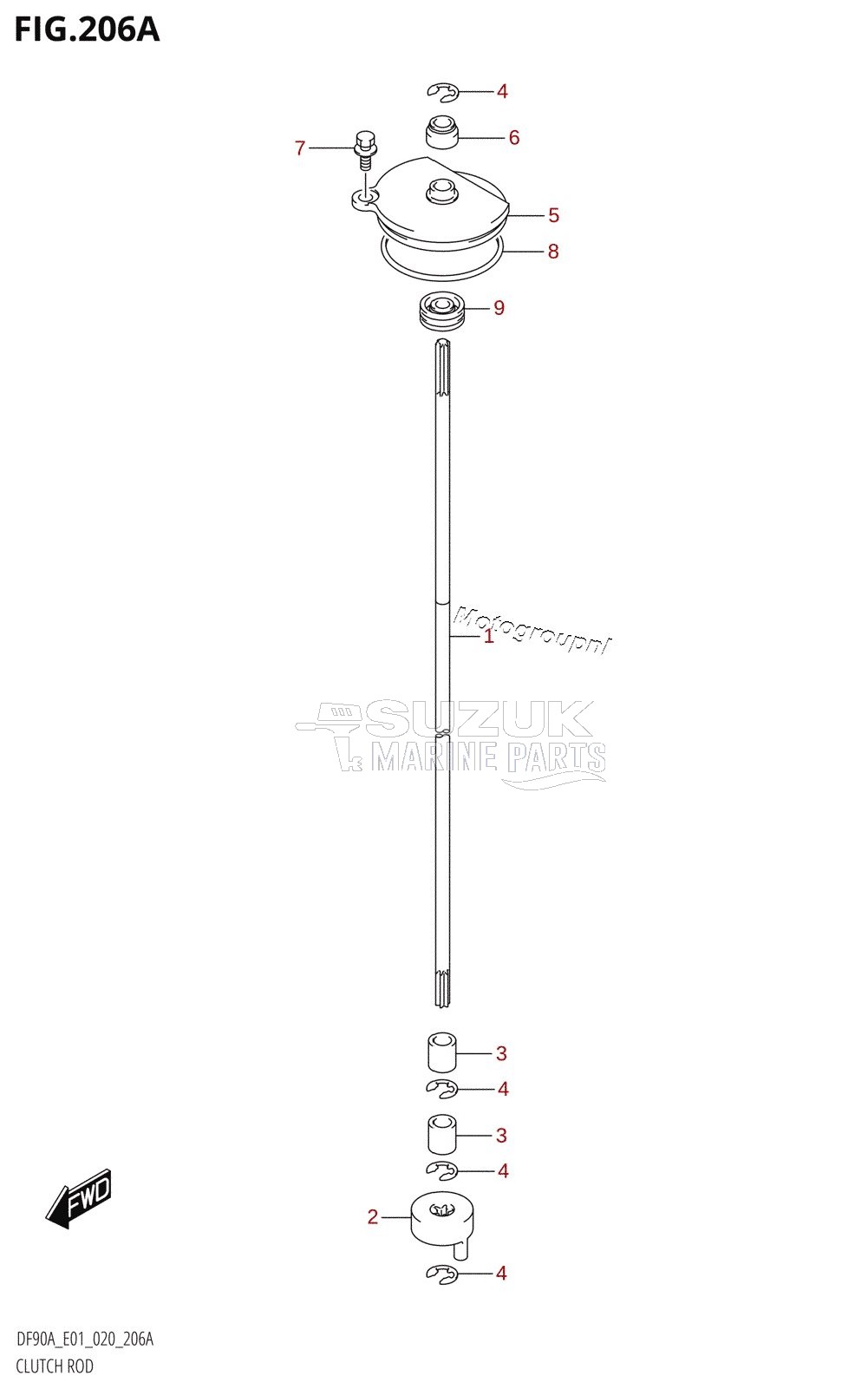 CLUTCH ROD (DF70A,DF80A,DF90A,DF100B)