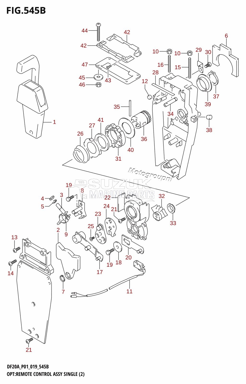 OPT:REMOTE CONTROL ASSY SINGLE (2) (DF15AR,DF15AT,DF20A)