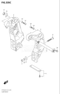 10003F-510001 (2005) 100hp E01-Gen. Export 1 (DF100AT) DF100A drawing CLAMP BRACKET (DF115AT:E40)