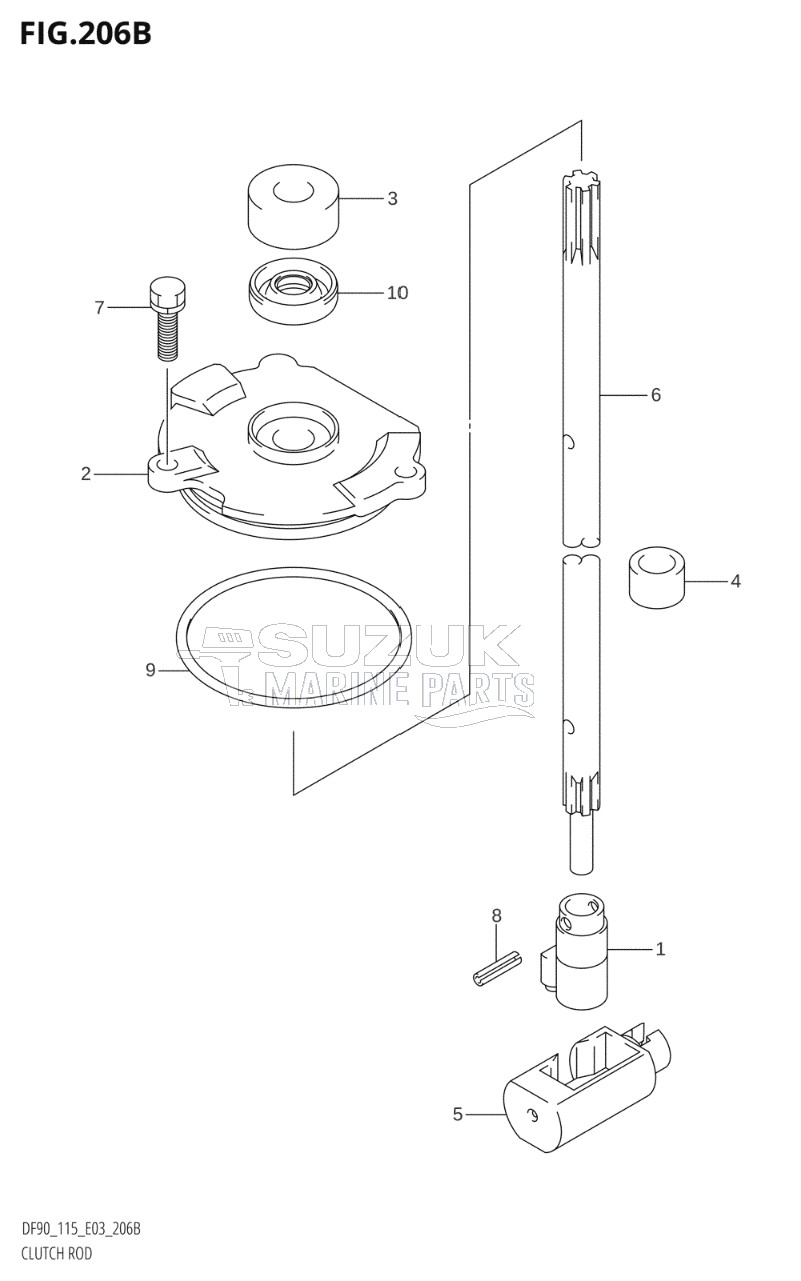 CLUTCH ROD ((DF90T,DF115T):(K6,K7,K8,K9,K10,011),DF100T)